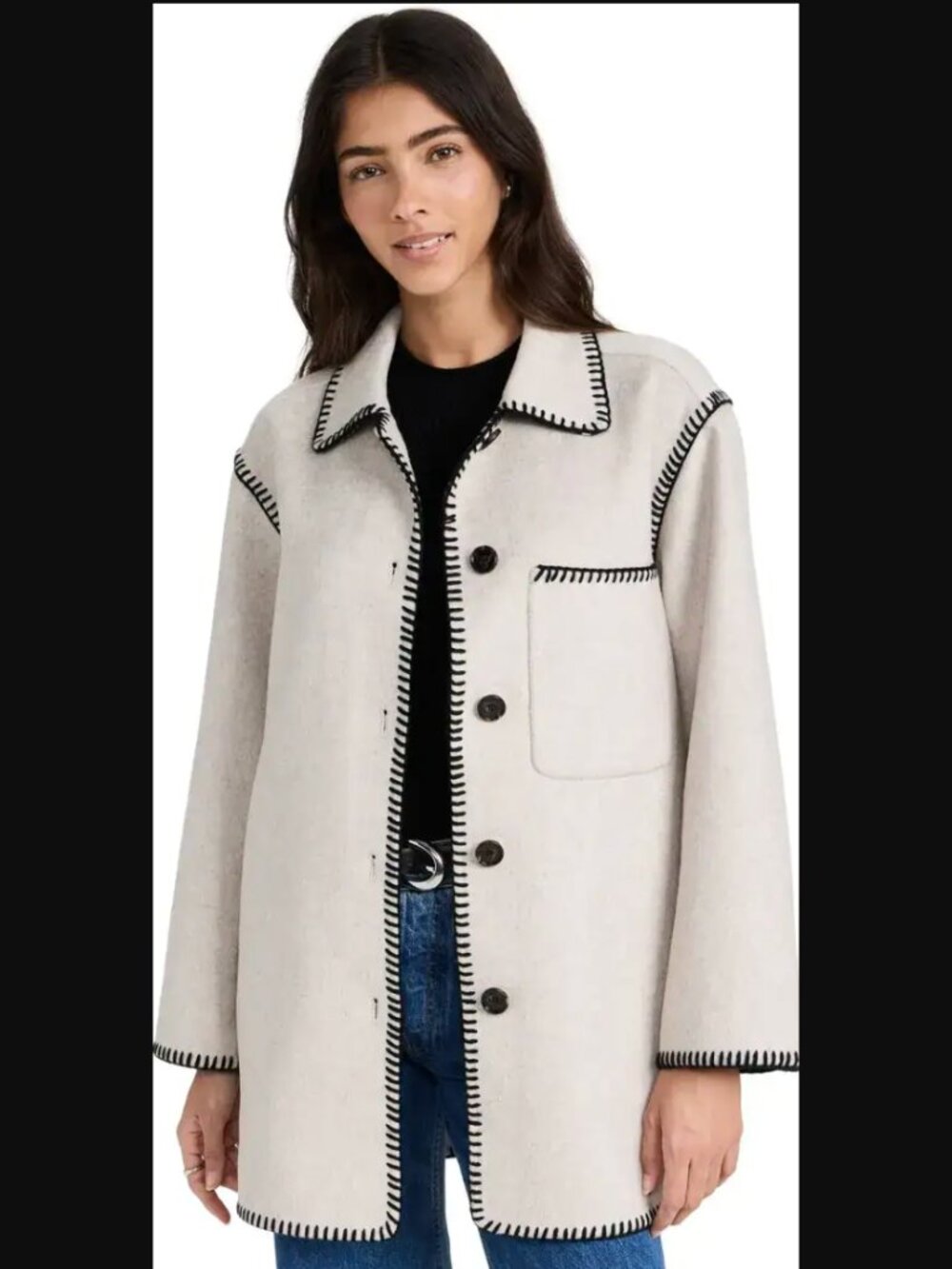 Rails Odyssey Whipstitch Detail Wool Blend Jacket Shacket Shade Oatmeal $398.00 - Picture 6 of 16